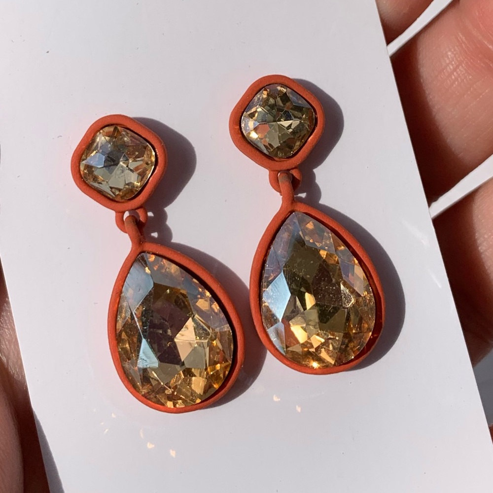 Orange Crystal Drop Earrings